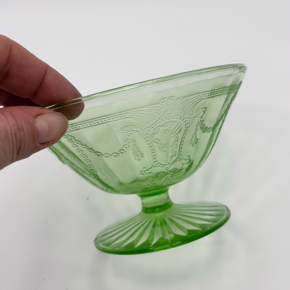 Vintage Green Glass Sherbet Dish